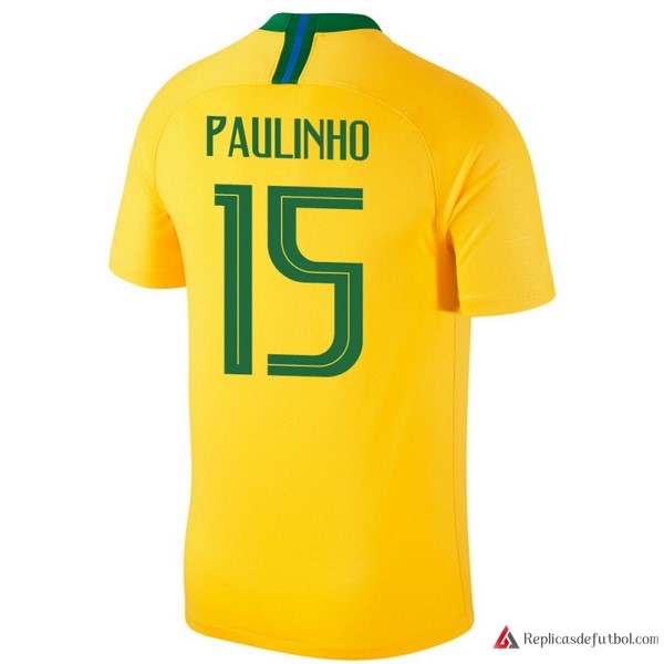 Camiseta Seleccion Brasil Primera equipación Paulinho 2018 Amarillo